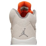 Air Jordan 5 Retro FD9222-180 Beige Suede Sneakers with Orange Accents and Reflective Tongue