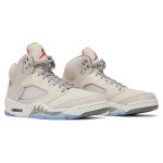 Air Jordan 5 Retro FD9222-180 Beige Suede Sneakers with Orange Accents and Reflective Tongue