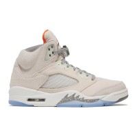 Air Jordan 5 Retro FD9222-180 - Beige Suede Sneakers with Orange Accents & Reflective Tongue