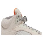 Air Jordan 5 Retro FD9222-180 Beige Suede Sneakers with Orange Accents and Reflective Tongue