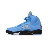 Air Jordan 5 Retro DV1310-401 - University Blue Suede Sneakers with Reflective Tongue & Translucent Sole