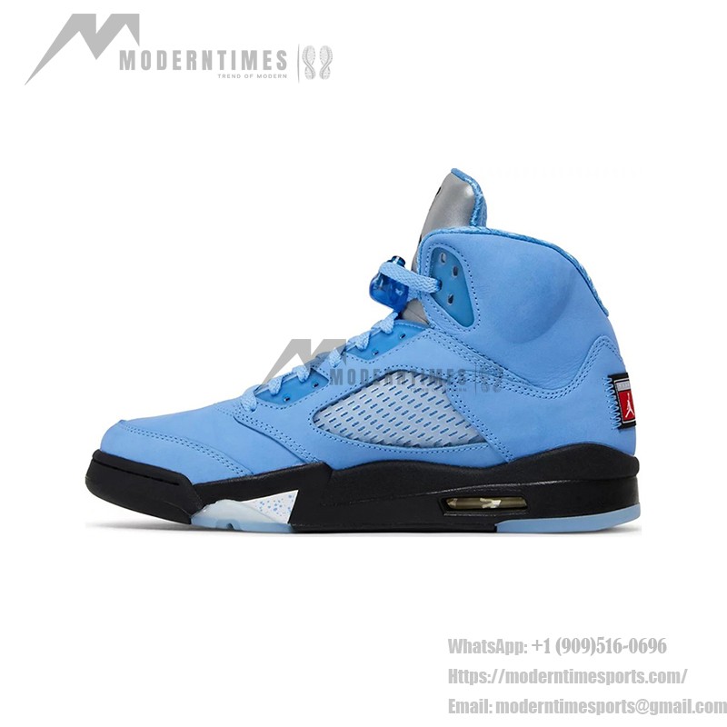 Air Jordan 5 Retro DV1310-401 University Blue Suede Sneakers with Reflective Tongue and Translucent Sole