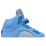 Air Jordan 5 Retro DV1310-401 University Blue Suede Sneakers with Reflective Tongue and Translucent Sole