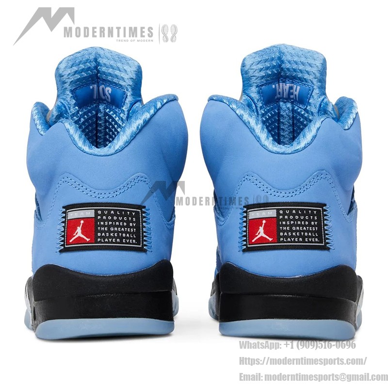 Air Jordan 5 Retro DV1310-401 University Blue Suede Sneakers with Reflective Tongue and Translucent Sole