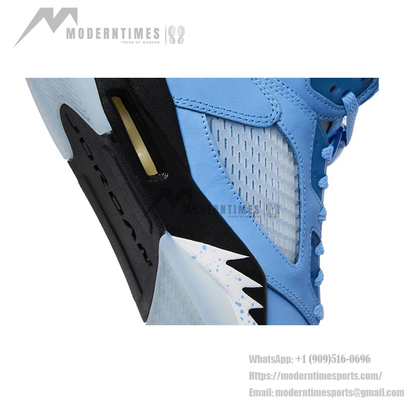 Air Jordan 5 Retro DV1310-401 University Blue Suede Sneakers with Reflective Tongue and Translucent Sole