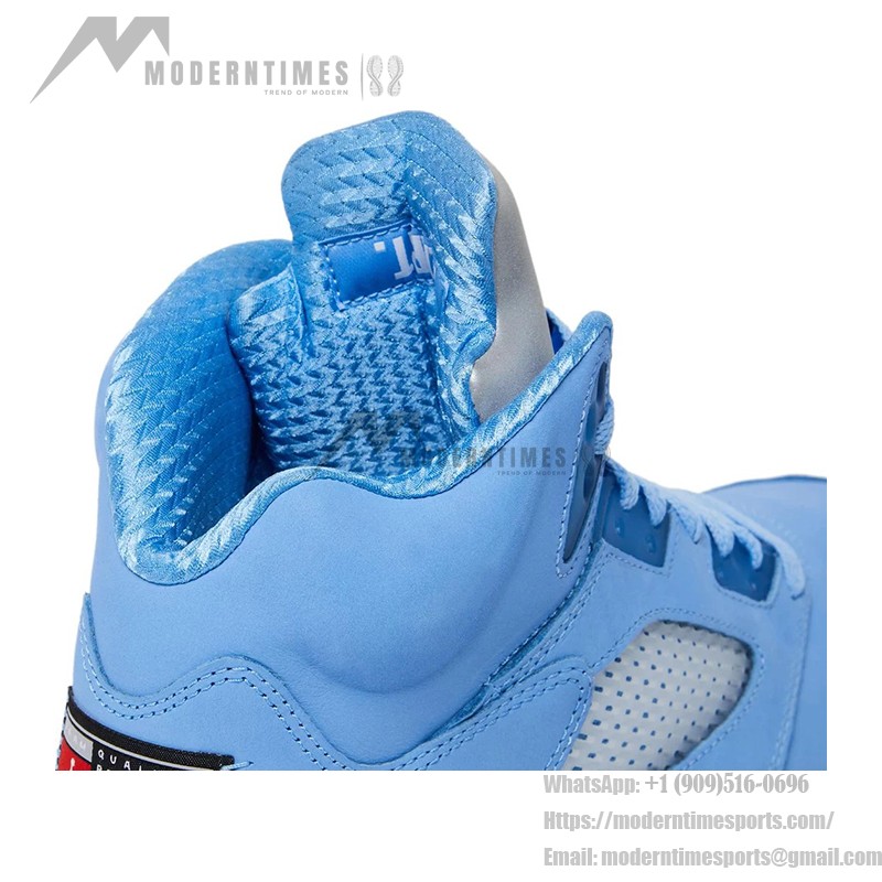 Air Jordan 5 Retro DV1310-401 University Blue Suede Sneakers with Reflective Tongue and Translucent Sole