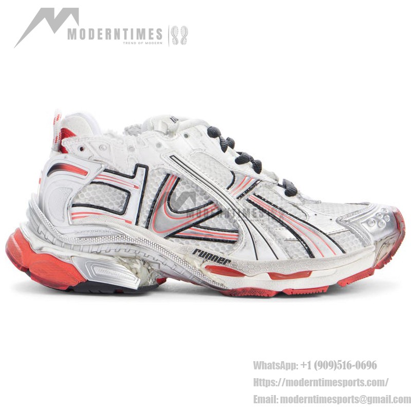 Balenciaga Runner Sneakers - Bold Silver and Red Sneakers with Superior Comfort