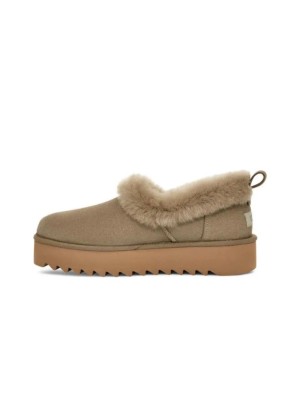 UGG Women's Platform Moccasin 1166733 - Beige Sheepskin with Fold-Over Collar for Cozy Winter Comfort