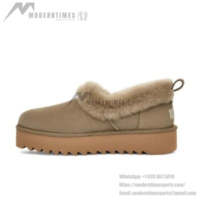 UGG Women's Platform Moccasin 1166733 - Beige Sheepskin with Fold-Over Collar for Cozy Winter Comfort