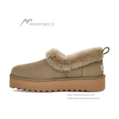 UGG Women's Platform Moccasin 1166733 - Beige Sheepskin with Fold-Over Collar for Cozy Winter Comfort