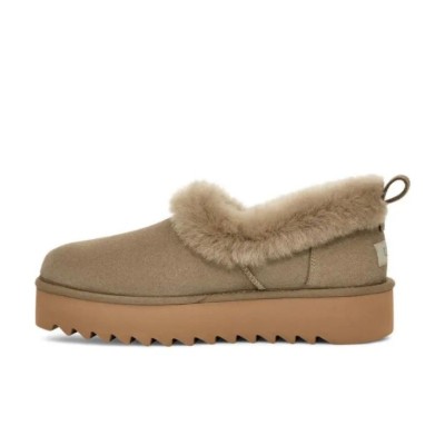 UGG Women's Platform Moccasin 1166733 - Beige Sheepskin with Fold-Over Collar for Cozy Winter Comfort