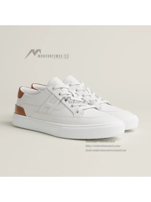 HERMES Deep Leather Sneakers H231888ZH1W440 – Unisex Luxury White Low-Top Designer Shoes for Everyday Wear