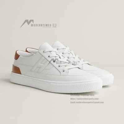 HERMES Deep Leather Sneakers H231888ZH1W440 – Unisex Luxury White Low-Top Designer Shoes for Everyday Wear