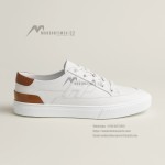 HERMES Deep leather sneakers H231888ZH1W440 white low-top unisex luxury shoes