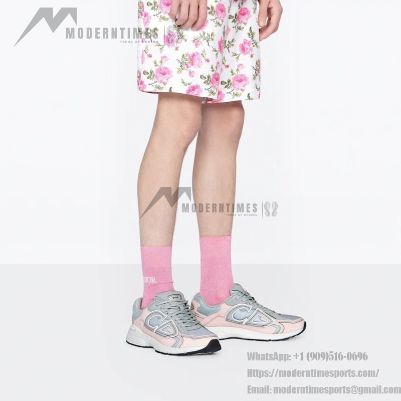 DIOR B30 3SN279ZRA H840 Grey Light Pink – Luxury Unisex Sneakers DIOR B30 Grey Light Pink Sneakers Front View – Model 3SN279ZRA H840