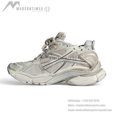 Balenciaga Men's Runner Sneaker - Sleek Beige and Grey Design with Superior Comfort for Street Style