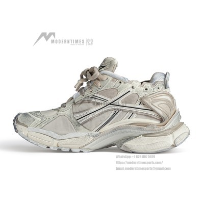 Balenciaga Men's Runner Sneaker - Sleek Beige and Grey Design with Superior Comfort for Street Style