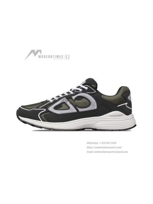 DIOR B30 Deep Green Black Sneakers 3SN279ZRD H664 – Luxury Designer Mesh & Calfskin Shoes for Men and Women