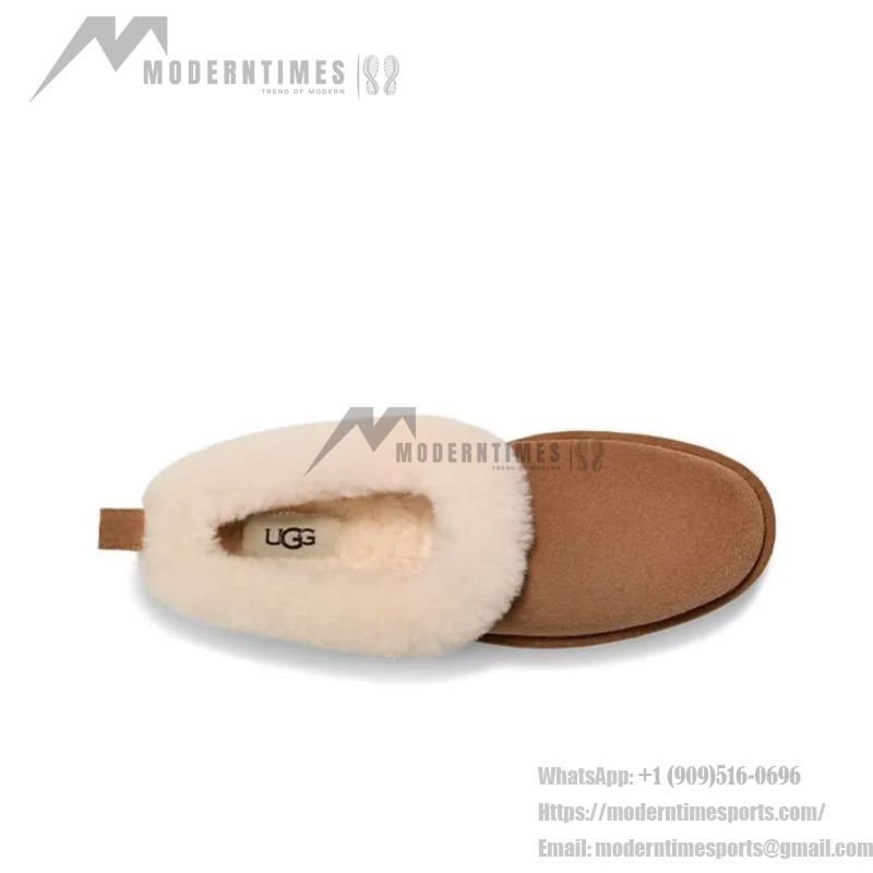 UGG Women's Platform Moccasin 1166733 in Chestnut with Fold-Over Sheepskin Collar