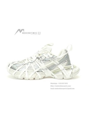 Balenciaga Runner Kith Four.Color 7.0 - All-White Futuristic Sneakers with Bold Strap Design for Street Style