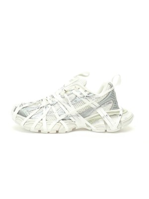 Balenciaga Runner Kith Four.Color 7.0 - All-White Futuristic Sneakers with Bold Strap Design for Street Style