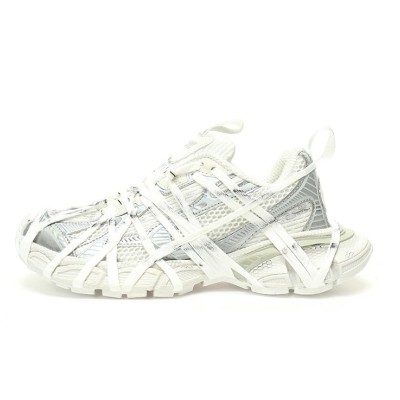 Balenciaga Runner Kith Four.Color 7.0 - All-White Futuristic Sneakers with Bold Strap Design for Street Style