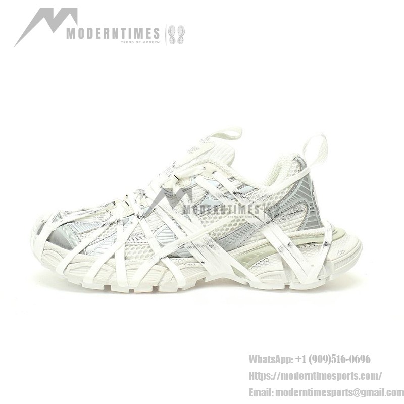 Balenciaga Runner Kith Four.Color 7.0 - Futuristic All-White Sneakers with Strap Design