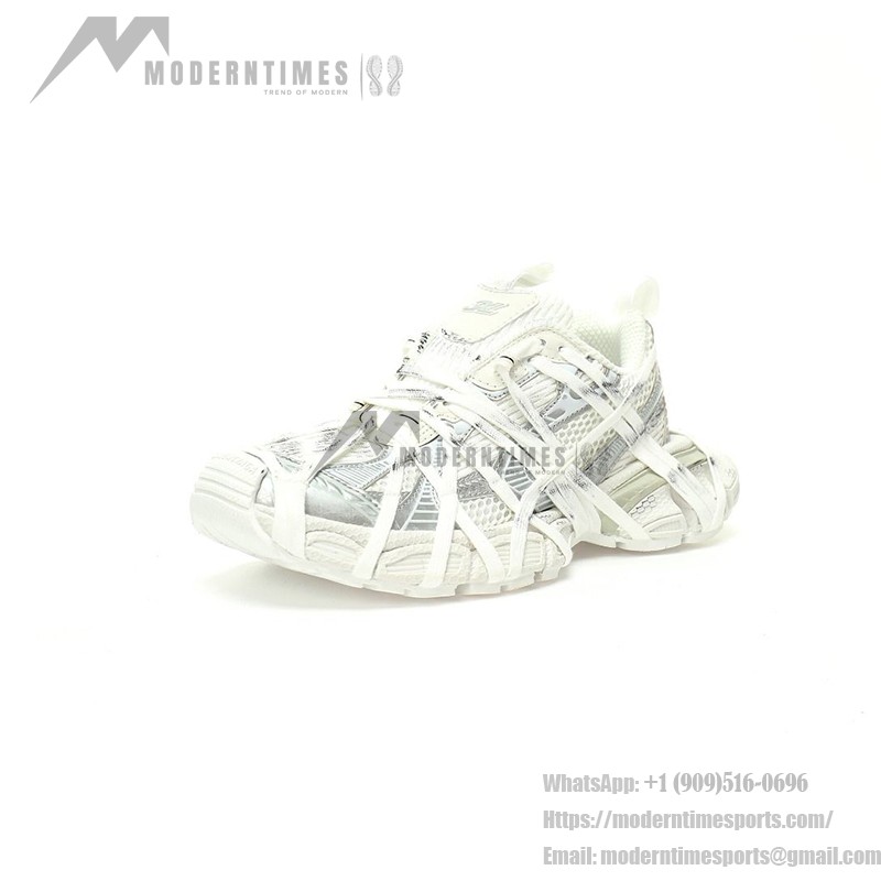 Balenciaga Runner Kith Four.Color 7.0 - Futuristic All-White Sneakers with Strap Design