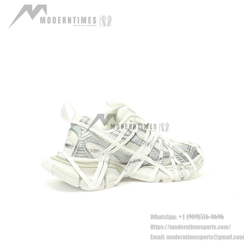 Balenciaga Runner Kith Four.Color 7.0 - Futuristic All-White Sneakers with Strap Design