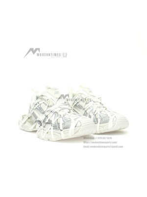 Balenciaga Runner Kith Four.Color 7.0 - All-White Futuristic Sneakers with Bold Strap Design for Street Style