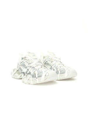 Balenciaga Runner Kith Four.Color 7.0 - All-White Futuristic Sneakers with Bold Strap Design for Street Style