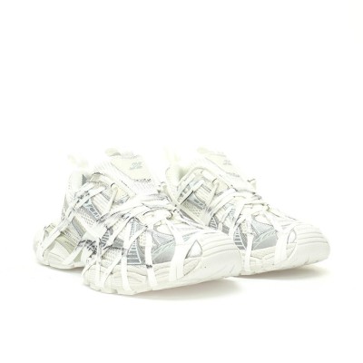 Balenciaga Runner Kith Four.Color 7.0 - All-White Futuristic Sneakers with Bold Strap Design for Street Style