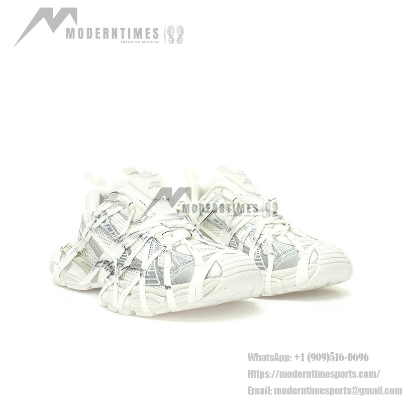 Balenciaga Runner Kith Four.Color 7.0 - Futuristic All-White Sneakers with Strap Design