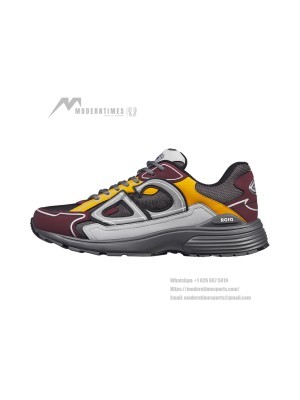 DIOR B30 Deep Gray Burgundy Sneakers 3SN279ZRB H427 – Luxury Mesh & Calfskin Designer Shoes for Men and Women