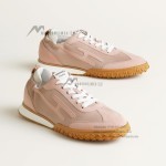HERMES Jet Sneakers Rose Cancan Rose Aquarelle women luxury pink sneakers side view