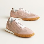 HERMES Jet Sneakers Rose Cancan Rose Aquarelle women luxury pink sneakers side view