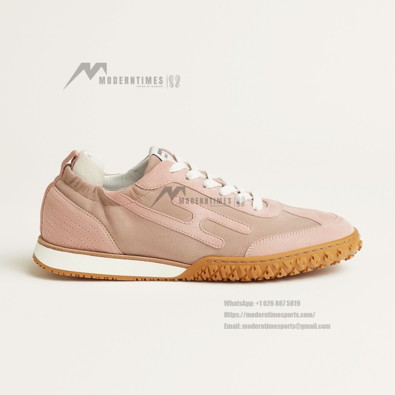 HERMES Jet Sneakers Rose Cancan Rose Aquarelle women luxury pink sneakers side view