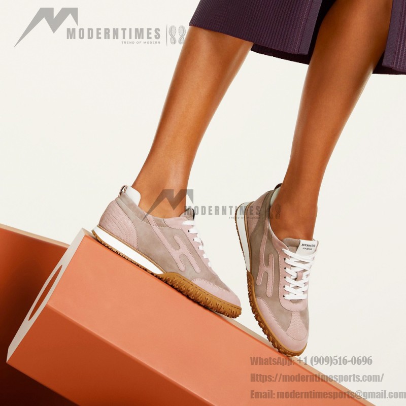 HERMES Jet Sneakers Rose Cancan Rose Aquarelle women luxury pink sneakers side view