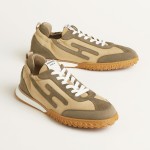 HERMES Jet Sneakers Beige Lin Vert Toundra luxury low-top designer shoes