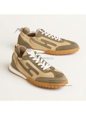 HERMES Jet Sneakers H242925ZH5K410 Beige Lin Vert Toundra – Luxury Designer Low-Top Sneakers