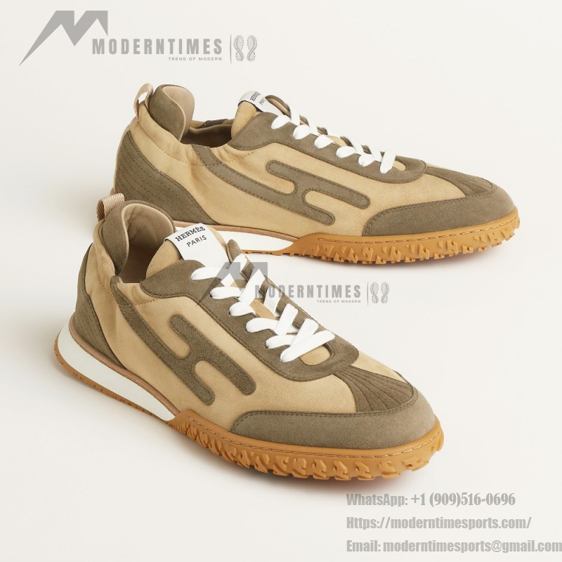 HERMES Jet Sneakers Beige Lin Vert Toundra luxury low-top designer shoes