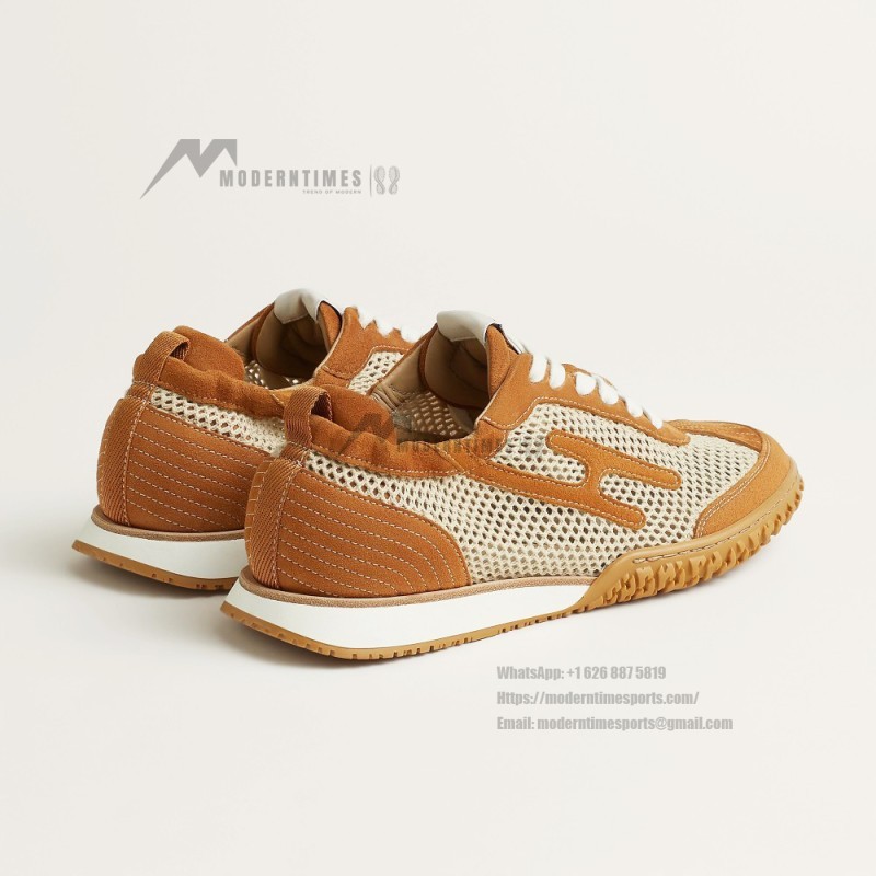 HERMES Jet Sneakers H251134Zv5K340 Beige Lin Naturel luxury mesh sneakers side view