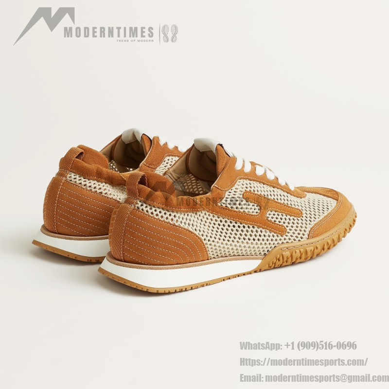 HERMES Jet Sneakers H251134Zv5K340 Beige Lin Naturel luxury mesh sneakers side view