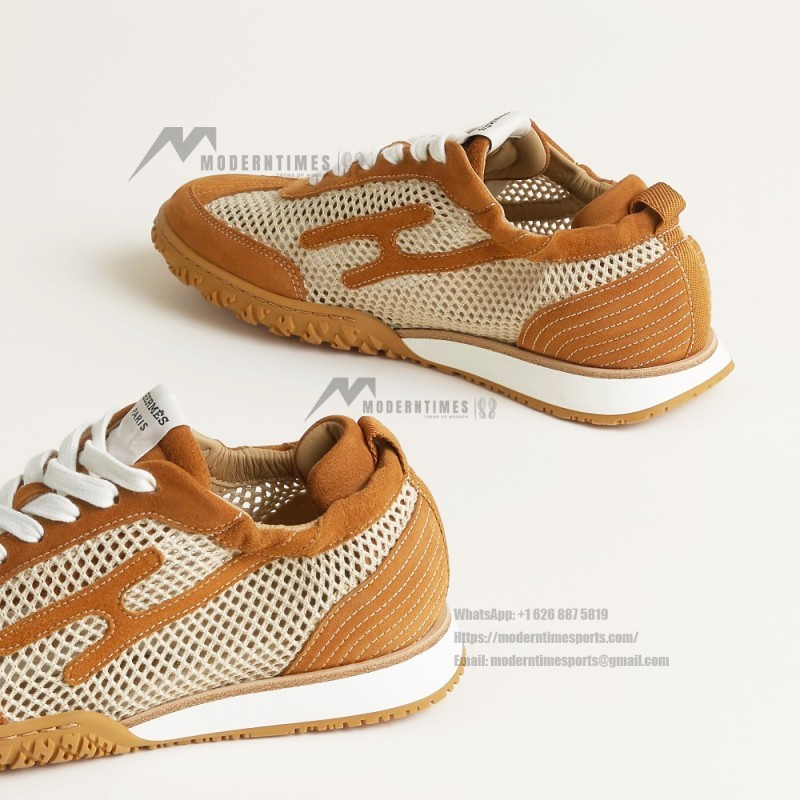 HERMES Jet Sneakers H251134Zv5K340 Beige Lin Naturel luxury mesh sneakers side view