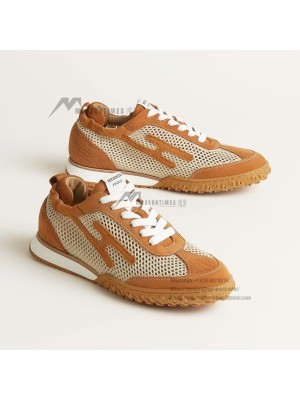 HERMES Jet Sneakers H251134Zv5K340 Beige Lin Naturel – Luxury Designer Mesh Sneakers