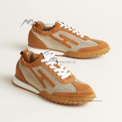 HERMES Jet Sneakers H251134Zv5K340 Beige Lin Naturel – Luxury Designer Mesh Sneakers