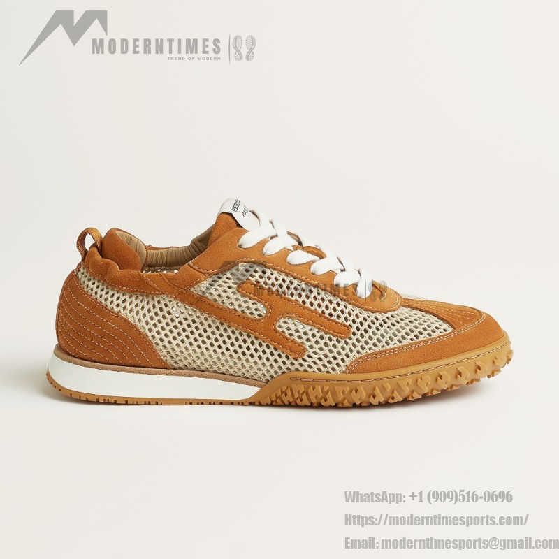 HERMES Jet Sneakers H251134Zv5K340 Beige Lin Naturel luxury mesh sneakers side view