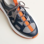 HERMES Katana men’s luxury sneakers grey navy side view