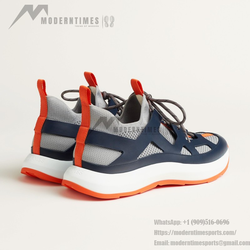 HERMES Katana men’s luxury sneakers grey navy side view