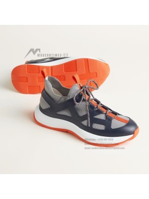 HERMES Katana Sneakers H251981ZH68400 Gris Silex Marine – Men’s Luxury Grey & Navy Sport Sneakers